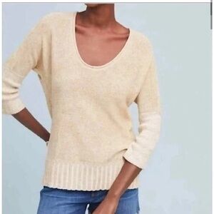 Anthropologie MOTH Catamaran Knit Linen Sweater SIZE XS Boho Indie Relaxed Fit